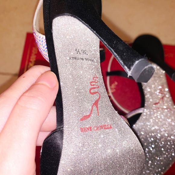 Rene Caovilla Black Silver Spark Pointed Toe Pumps - Picture 8 of 8